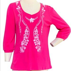 RXB Embroidered Cotton Top Sz XL Pink #89H